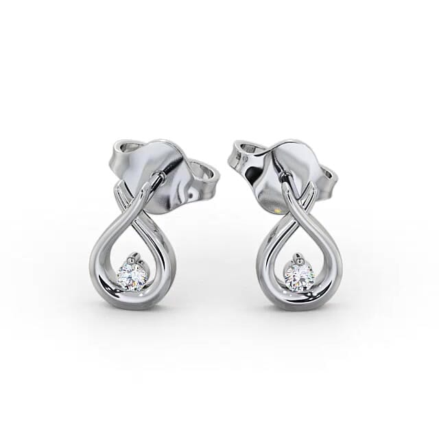 Drop Round Diamond Earrings 9K White Gold - Lynette ERG78_WG_EAR