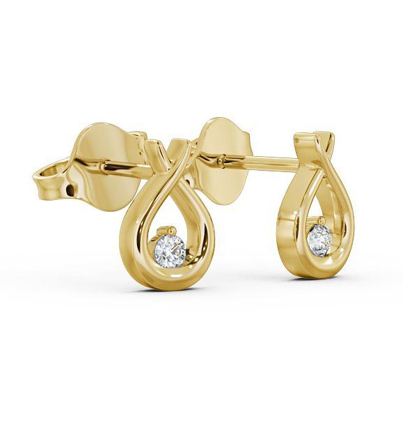 Drop Round Diamond Ribbon Design Earrings 18K Yellow Gold ERG78_YG_THUMB1 
