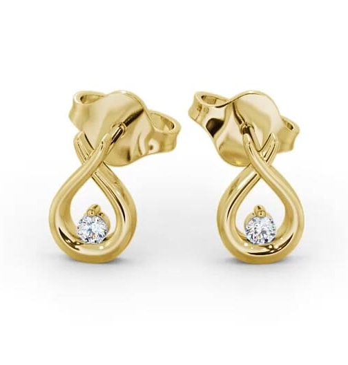 Drop Round Diamond Ribbon Design Earrings 18K Yellow Gold ERG78_YG_THUMB2 