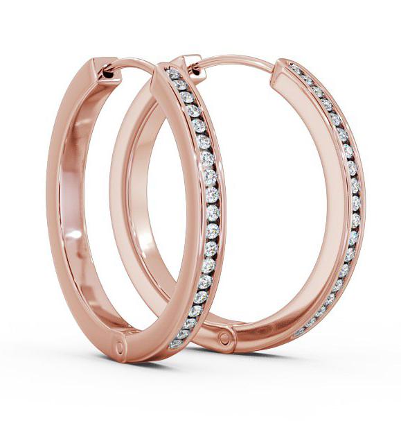 Hoop Round Diamond Channel Set Earrings 18K Rose Gold ERG79_RG_THUMB1 