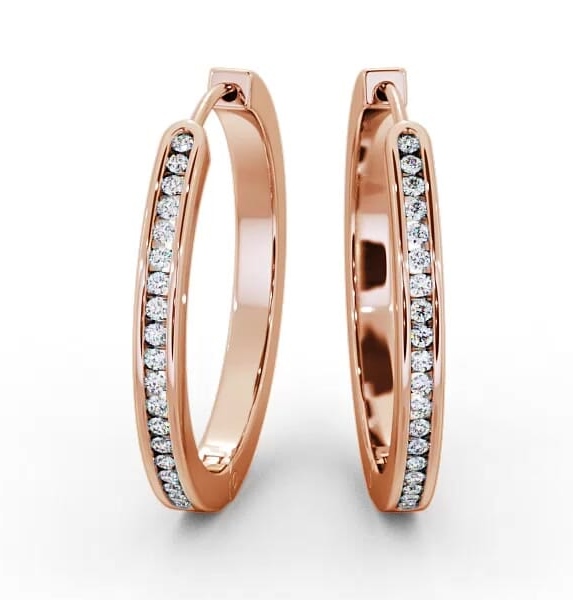 Hoop Round Diamond Channel Set Earrings 18K Rose Gold ERG79_RG_THUMB1