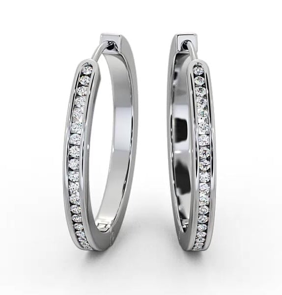 Hoop Round Diamond Channel Set Earrings 9K White Gold ERG79_WG_THUMB2 