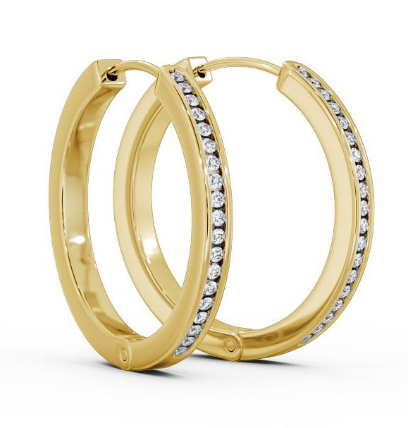 Hoop Round Diamond Channel Set Earrings 18K Yellow Gold ERG79_YG_THUMB1 