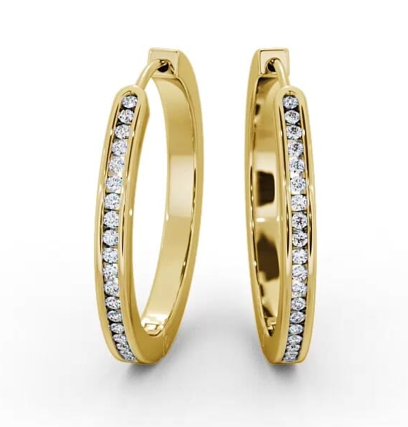 Hoop Round Diamond Channel Set Earrings 18K Yellow Gold ERG79_YG_THUMB2 