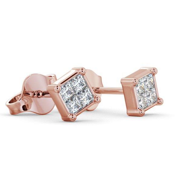 Princess Diamond Illusion Set Stud Earrings 18K Rose Gold ERG7_RG_THUMB1 