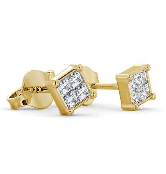 Princess Diamond Illusion Set Stud Earrings 18K Yellow Gold ERG7_YG_THUMB1 