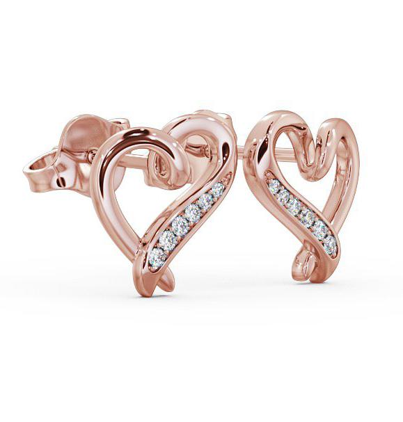 Heart Style Round Diamond Channel Set Earrings 18K Rose Gold ERG80_RG_THUMB1 