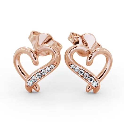 Heart Style Round Diamond Channel Set Earrings 18K Rose Gold ERG80_RG_THUMB2 