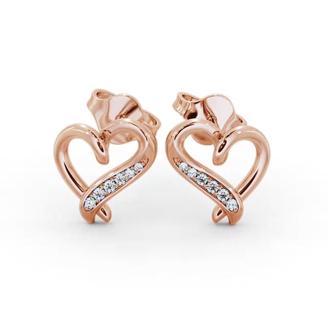 Heart Style Round Diamond Earrings 18K Rose Gold - Selene ERG80_RG_EAR