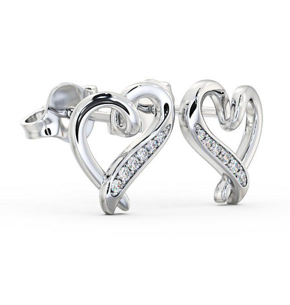 Heart Style Round Diamond Channel Set Earrings 18K White Gold ERG80_WG_THUMB1 