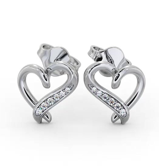 Heart Style Round Diamond Channel Set Earrings 18K White Gold ERG80_WG_THUMB2 