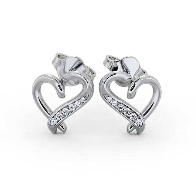 Heart Style Round Diamond Earrings 9K White Gold - Selene ERG80_WG_EAR