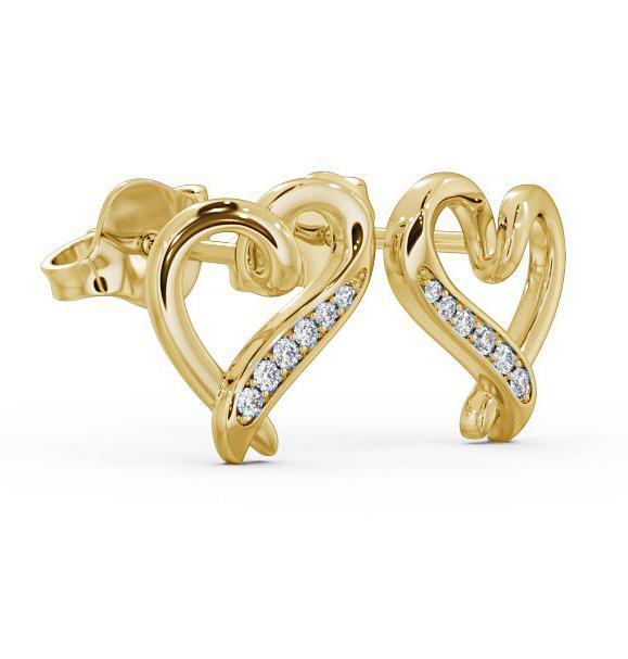 Heart Style Round Diamond Channel Set Earrings 18K Yellow Gold ERG80_YG_THUMB1 