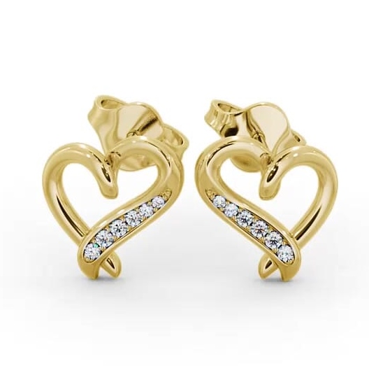 Heart Style Round Diamond Channel Set Earrings 18K Yellow Gold ERG80_YG_THUMB2 