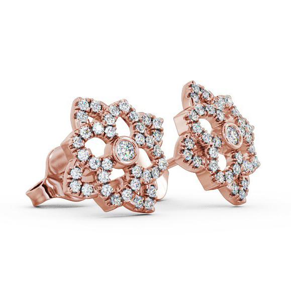 Floral Style Round Diamond Cluster Earrings 9K Rose Gold ERG81_RG_THUMB1 