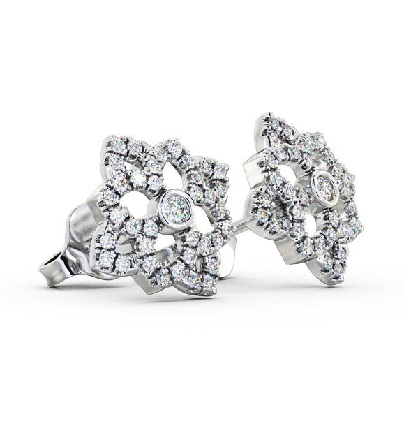 Floral Style Round Diamond Cluster Earrings 18K White Gold ERG81_WG_THUMB1 