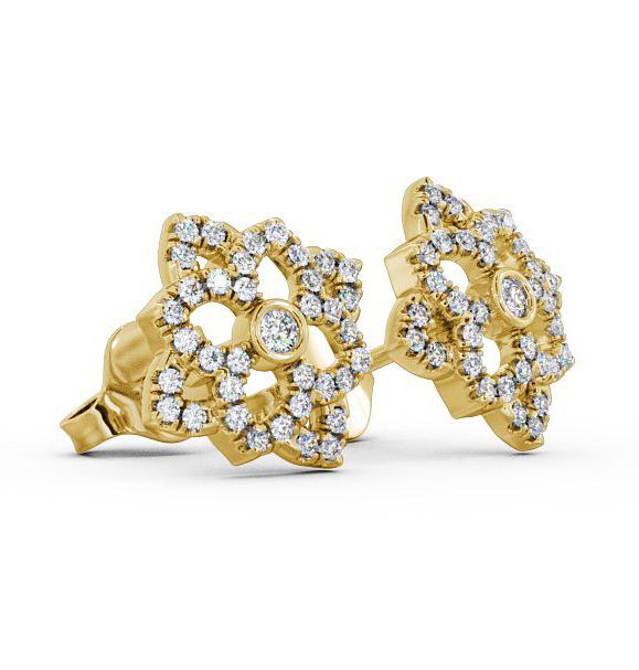 Floral Style Round Diamond Cluster Earrings 18K Yellow Gold ERG81_YG_THUMB1 