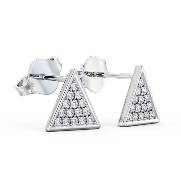 Triangle Style Round Diamond Cluster Earrings 9K White Gold ERG82_WG_THUMB1 