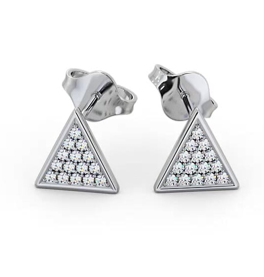 Triangle Style Round Diamond Cluster Earrings 9K White Gold ERG82_WG_THUMB2 