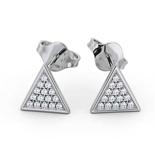 Triangle Style Round Diamond Cluster Earrings 9K White Gold ERG82_WG_THUMB1