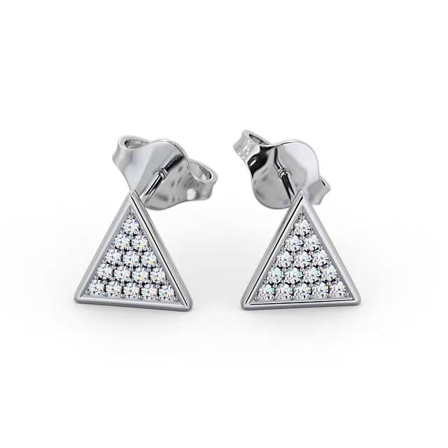Triangle Style Round Diamond Earrings 18K White Gold - Elleanor ERG82_WG_EAR