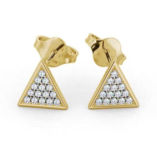Triangle Style Round Diamond Cluster Earrings 9K Yellow Gold ERG82_YG_THUMB1