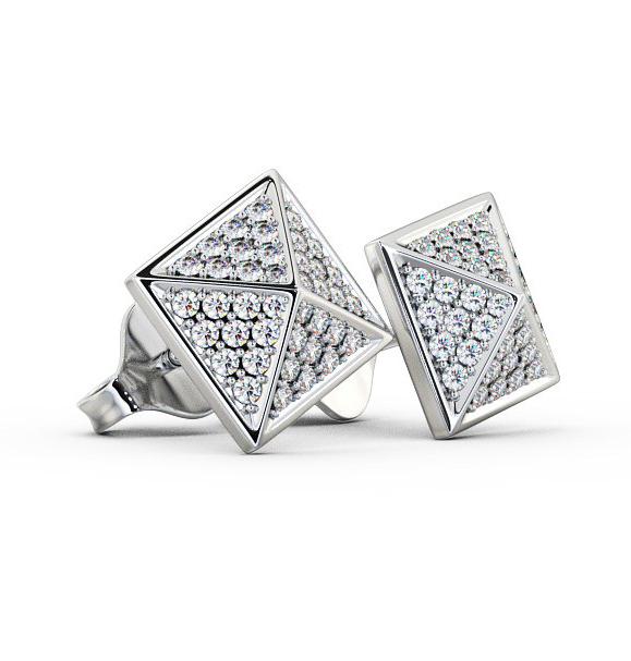 Pyramid Style Round Diamond Cluster Earrings 18K White Gold ERG83_WG_THUMB1 
