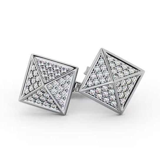 Pyramid Style Round Diamond Cluster Earrings 9K White Gold ERG83_WG_THUMB1