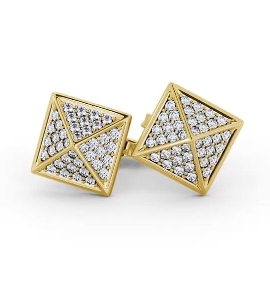 Pyramid Style Round Diamond Cluster Earrings 9K Yellow Gold ERG83_YG_THUMB1