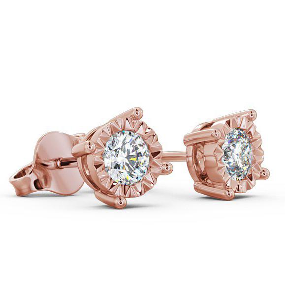 Round Diamond Bezel Stud Illusion Setting Style Earrings 18K Rose Gold ERG84_RG_THUMB1 