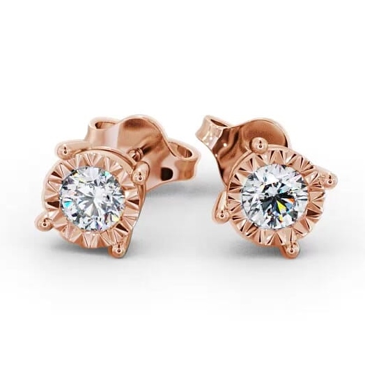 Round Diamond Bezel Stud Illusion Setting Style Earrings 18K Rose Gold ERG84_RG_THUMB2 