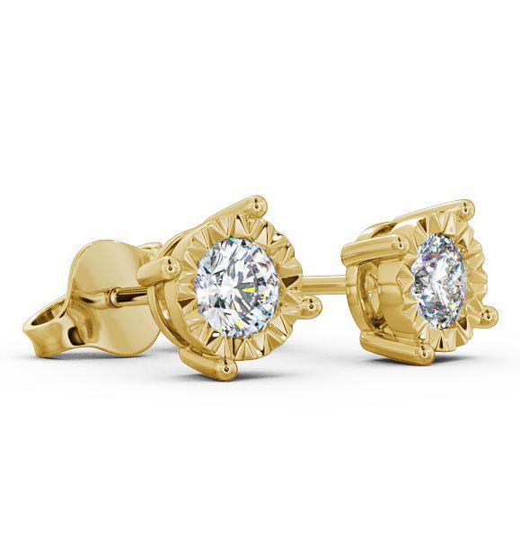 Round Diamond Bezel Stud Illusion Setting Style Earrings 9K Yellow Gold ERG84_YG_THUMB1 