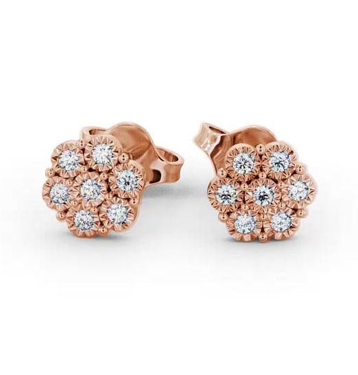 Cluster Round Diamond Illusion Setting Style Earrings 9K Rose Gold ERG85_RG_THUMB2 