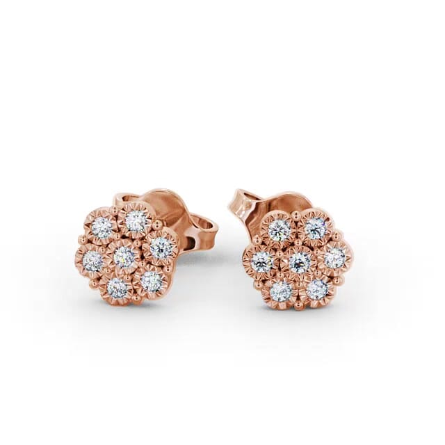 Cluster Round Diamond Earrings 18K Rose Gold - Kenslie ERG85_RG_EAR