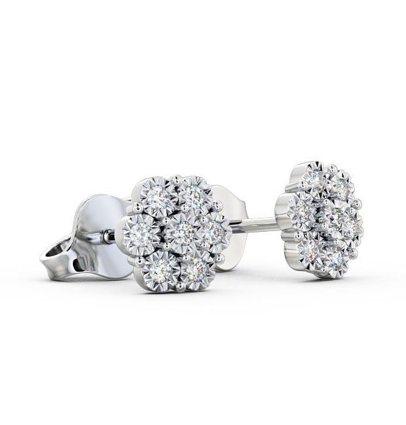 Cluster Round Diamond Illusion Setting Style Earrings 9K White Gold ERG85_WG_THUMB1 