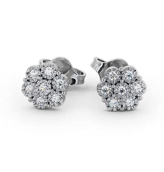 Cluster Round Diamond Illusion Setting Style Earrings 18K White Gold ERG85_WG_THUMB1