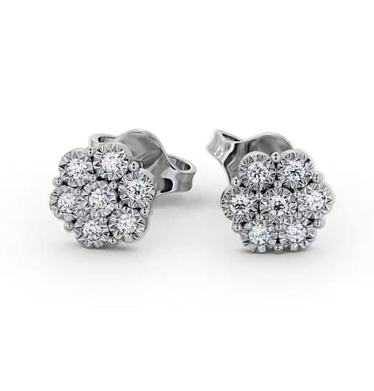 Cluster Round Diamond Illusion Setting Style Earrings 9K White Gold ERG85_WG_THUMB2 
