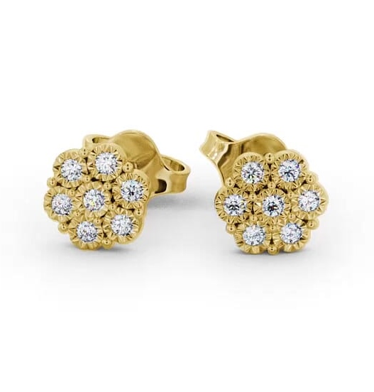 Cluster Round Diamond Illusion Setting Style Earrings 18K Yellow Gold ERG85_YG_THUMB2 