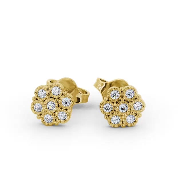 Cluster Round Diamond Earrings 9K Yellow Gold - Kenslie ERG85_YG_EAR