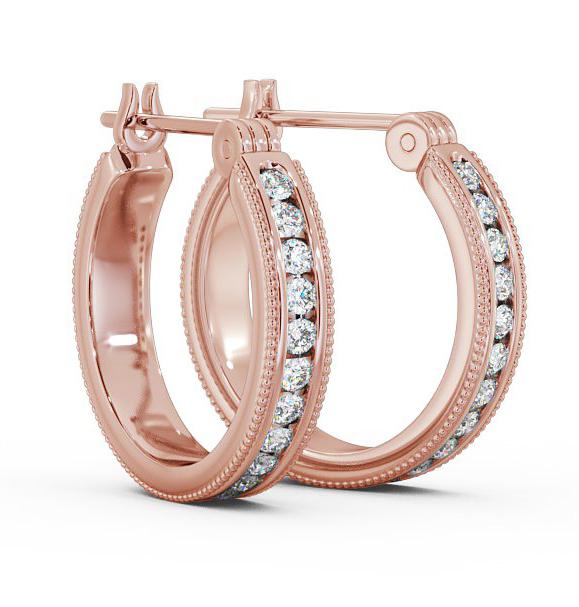 Vintage Hoop Round Diamond Channel Set Earrings 18K Rose Gold ERG86_RG_THUMB1 