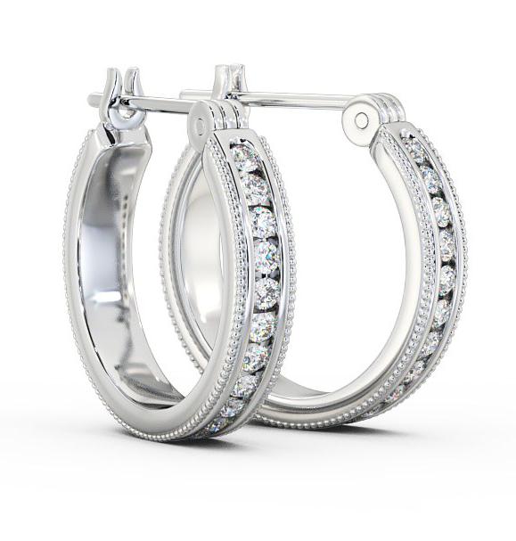 Vintage Hoop Round Diamond Channel Set Earrings 9K White Gold ERG86_WG_THUMB1 
