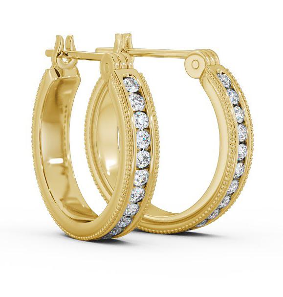 Vintage Hoop Round Diamond Channel Set Earrings 9K Yellow Gold ERG86_YG_THUMB1 