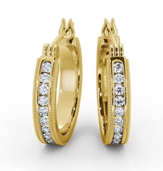 Vintage Hoop Round Diamond Channel Set Earrings 9K Yellow Gold ERG86_YG_THUMB2 