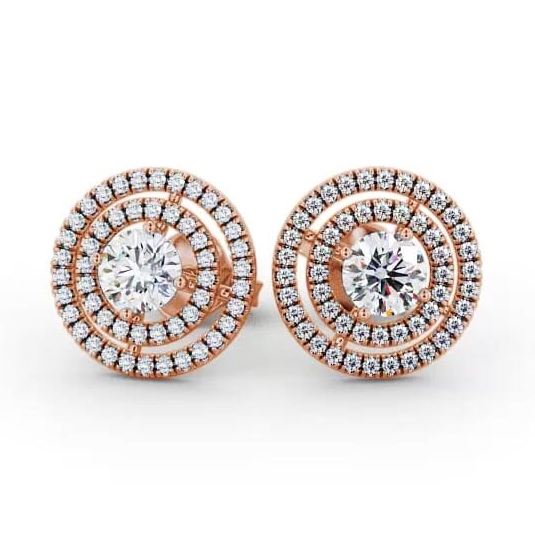 Double Halo Style Round Diamond Earrings 18K Rose Gold ERG87_RG_THUMB1