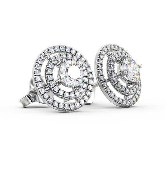 Double Halo Style Round Diamond Earrings 18K White Gold ERG87_WG_THUMB1 