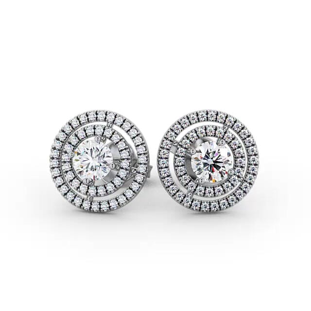 Halo Style Round Diamond Earrings 18K White Gold - Javeah ERG87_WG_EAR