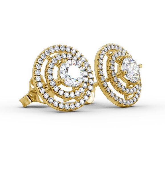 Double Halo Style Round Diamond Earrings 18K Yellow Gold ERG87_YG_THUMB1 