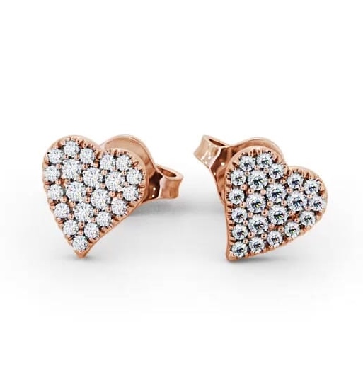 Heart Style Round Diamond Cluster Earrings 18K Rose Gold ERG88_RG_THUMB2 