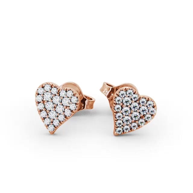 Heart Style Round Diamond Earrings 18K Rose Gold - Arlie ERG88_RG_EAR