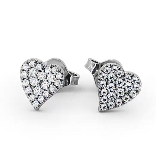 Heart Style Round Diamond Cluster Earrings 18K White Gold ERG88_WG_THUMB2 